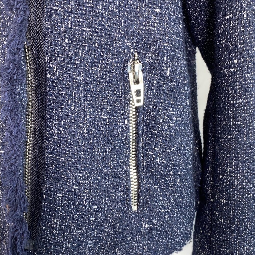Blank NYC Navy Tweed Moto Jacket Blue Size XL - Picture 7 of 13